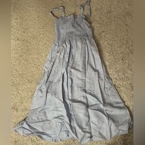 Blue Maxi Dress with Smocked Bodice